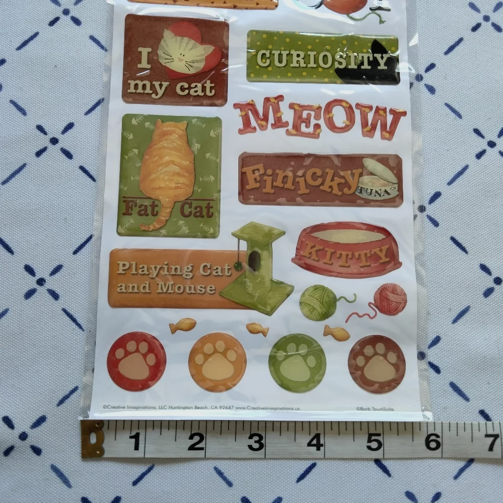 Creative Imaginations Cat-Themed Epoxy Sticker Sheets Scrapbook Craft 6 Sheets
